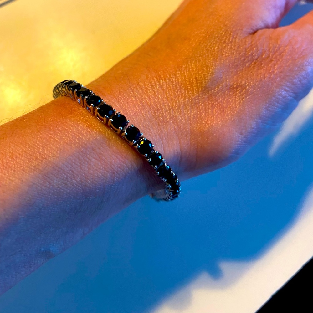 Black Spinel and Sterling Tennis Bracelet